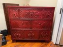 A Carved Redwood Chest Of Drawers By Hickory Chair
