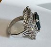 GORGEOUS SIGNED FARRAH FAWCETT STERLING SILVER GREEN SPINEL CZ RING