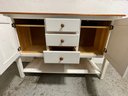 White Buffet Sideboard Table With Solid Wood Top