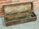 Antique Wooden Tool Box With Old Red Paint