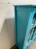 Blue Tall Cabinet With Glass And Drawer