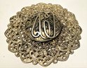Large Antique Sterling Silver Islamic Filigree Round Brooch