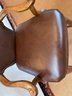 A Pair Of Bar Stools In Chestnut Leather With Nailhead Trim By Hickory Chair