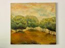 Painting Of Trees On A Hillside On Canvas, Signed But Not Legible