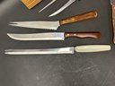 An Artisan Cutting Board & Assorted Knives