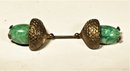 Victorian Acorn Double Sided Pin Brooch Having Green Glass Stones