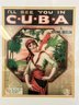 Three Cuba-Themed Prints, Matted & Framed,