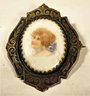 Victorian Silver Tone Brooch Having Young Woman's Portrait