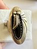 VINTAGE SIGNED MR STERLING SILVER ONYX FEATHER RING