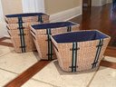 A Set Of 6 Large Woven And Lined Storage Baskets
