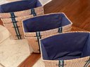 A Set Of 6 Large Woven And Lined Storage Baskets