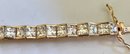 GORGEOUS CHUNKY GOLD OVER STERLING SILVER CZ BRACELET SIGNED
