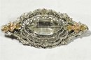 Edwardian Rhodium And Gold Plated Filigree Brooch Having White Stone