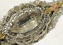 Edwardian Rhodium And Gold Plated Filigree Brooch Having White Stone
