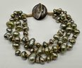 New Fresh Water Pearl Triple Stand Bracelet By Honora, 8 Inches, With Leather Clasp