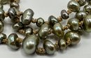 New Fresh Water Pearl Triple Stand Bracelet By Honora, 8 Inches, With Leather Clasp