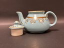 Vintage 2-Cup Teapot By Hall In Blue With Gilt Trim