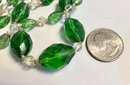 VINTAGE GREEN AND WHITE FACETED NECKLACE