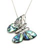 Gorgeous Sterling Silver Heavy Abalone Butterfly Pendant On Italian Sterling Silver Snake Chain