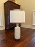 A Pair Of Ceramic Table Lamps With Wood Bases