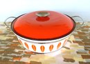 Vintage Cathrineholm Norway Orange Enamel Casserole Pan With Handles