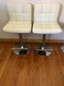 Pair Of Art Deco Vinyl Upholstered Adjustable Counter Stools
