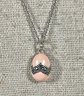 Sterling Silver 18' Chain Necklace W Pink Enameled 'egg' Pendant