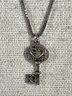 Fine Sterling Silver Chain Necklace Having 'Key' Shaped Pendant