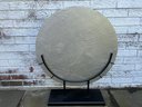 Round Mosaic Style Silver Mirror With Black Removable Base