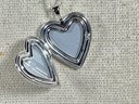 Very Fine Sterling Silver Chain Necklace Heart Shaped Locket Pendant 18'