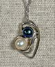 Fine Sterling Silver 18' Long Chain Having Dual Colored Cultured Pearl Pendant