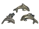 Three Dolphin Formed Sterling Silver Pierced Earrings