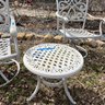 A Pair Of Aluminum Swivel And Rock Chairs And Table
