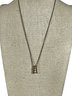 Sterling Silver 16' Chain Having Gold On Sterling White Stone Pendant
