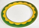 Antique Bakelite Plastic Dual Color Disc Formed Bangle Bracelet Green Yellow