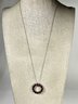 Contemporary Sterling Silver Chain Necklace Garnet Wreath Pendant