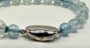 Aquamarine Bead Bracelet, 7 Inches, With Sterling Silver Clasp