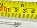 Fine Sterling Silver Chain Necklace 18' Long Having White Stone Pendant
