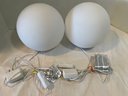 Pair Of White Orb Lights-made Of Plastic