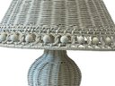 Vintage White Wicker Table Lamp & Shade. Great Boho Style!