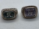 A Pair Of EFFY 18K GOLD AND STERLING SILVER Gemstone Rings- High End Designer/ Signed