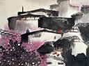 Large Chinese Silk Scroll With Original Watercolor Painting, Signed, New, Never Hung