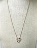 Sterling Silver Gold Wash Double Heart Pendant Necklace Chain W White Stones