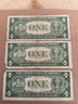 Beautiful Lot Of 3 1935 E One Dollar Bill -Silver Certificate U.S. Note