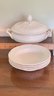 A Wedgwood Willow Weave Pattern Small Footed Soup Tureen & 4 Bowls