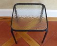 A Glass Topped Square Metal Side Table