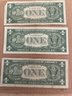 Beautiful Lot Of 3 1957 One Dollar Bill -Silver Certificate U.S. Note