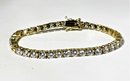 Gold Over Sterling Silver Tennis Bracelet White Stones (missing One Stone)