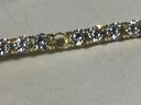 Gold Over Sterling Silver Tennis Bracelet White Stones (missing One Stone)