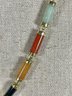14k Gold And Multi Colored  Jade Stone Necklace Chinese
